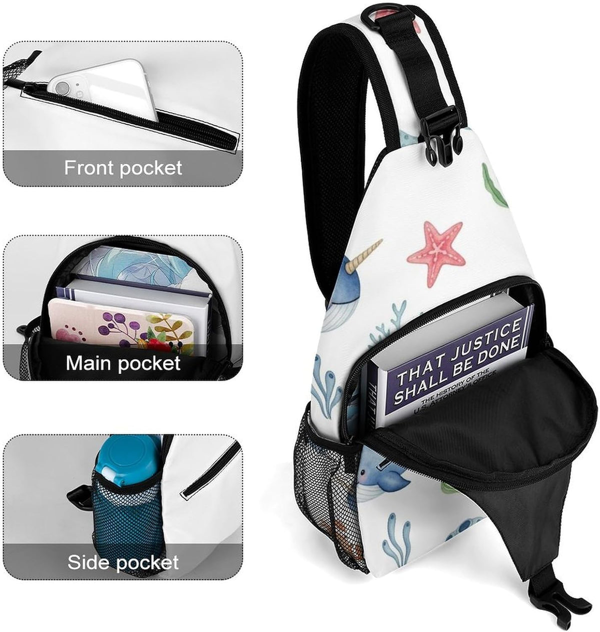 Men Women Sling Backpack Outdoor Sport Daypack Travel Bag, Multipurpose Anti-Theft Carry On Bag, Breathable Chest Sling Shoulder Backpacks Bags, Cute Sleep Sloth