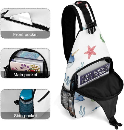 Men Women Sling Backpack Outdoor Sport Daypack Travel Bag, Multipurpose Anti-Theft Carry On Bag, Breathable Chest Sling Shoulder Backpacks Bags, Cute Sleep Sloth