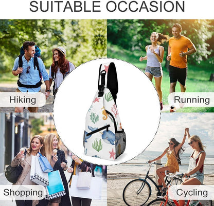 Men Women Sling Backpack Outdoor Sport Daypack Travel Bag, Multipurpose Anti-Theft Carry On Bag, Breathable Chest Sling Shoulder Backpacks Bags, Cute Sleep Sloth