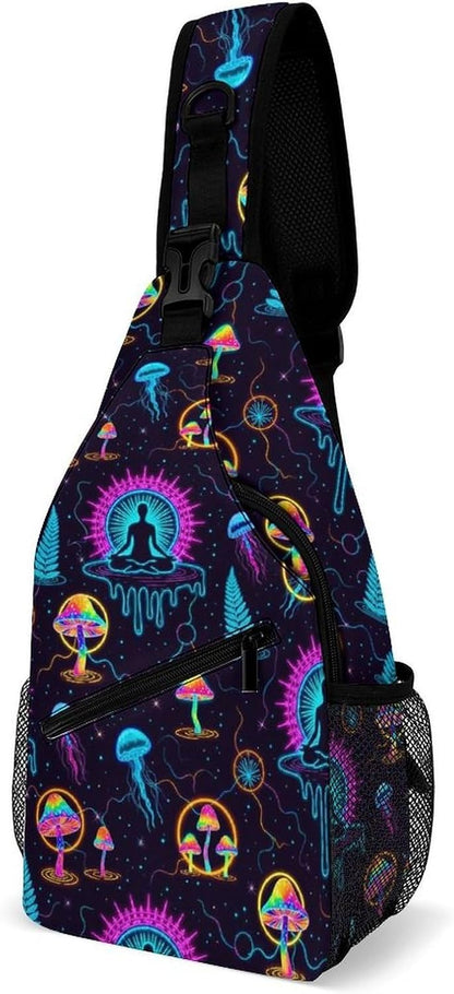 Men Women Sling Backpack Outdoor Sport Daypack Travel Bag, Multipurpose Anti-Theft Carry On Bag, Breathable Chest Sling Shoulder Backpacks Bags, Cute Sleep Sloth