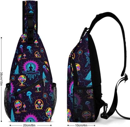 Men Women Sling Backpack Outdoor Sport Daypack Travel Bag, Multipurpose Anti-Theft Carry On Bag, Breathable Chest Sling Shoulder Backpacks Bags, Cute Sleep Sloth