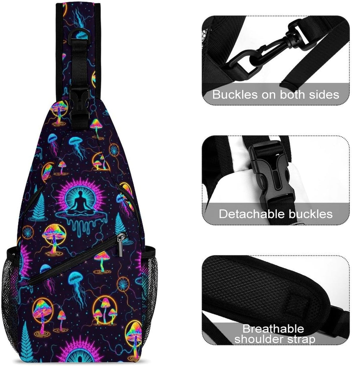 Men Women Sling Backpack Outdoor Sport Daypack Travel Bag, Multipurpose Anti-Theft Carry On Bag, Breathable Chest Sling Shoulder Backpacks Bags, Cute Sleep Sloth