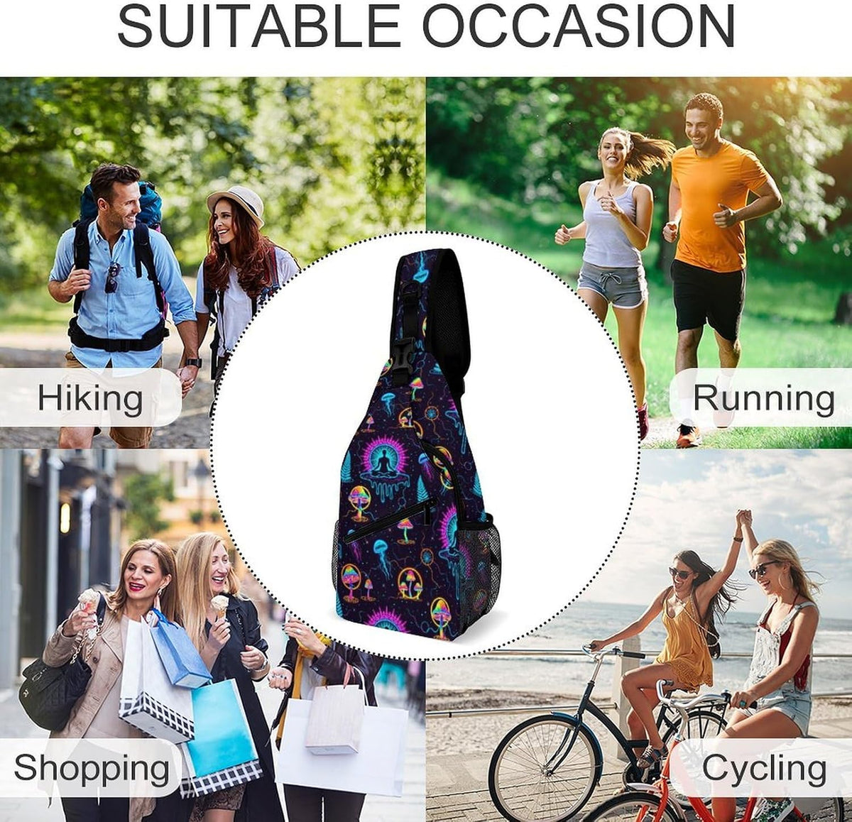 Men Women Sling Backpack Outdoor Sport Daypack Travel Bag, Multipurpose Anti-Theft Carry On Bag, Breathable Chest Sling Shoulder Backpacks Bags, Cute Sleep Sloth