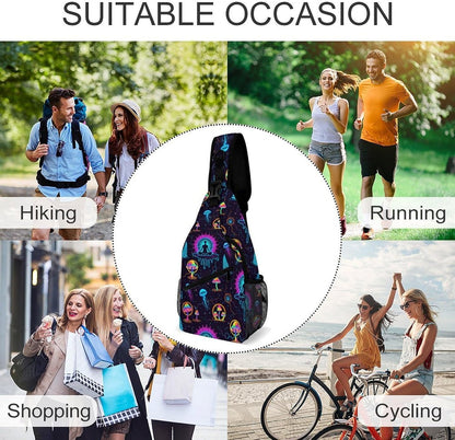Men Women Sling Backpack Outdoor Sport Daypack Travel Bag, Multipurpose Anti-Theft Carry On Bag, Breathable Chest Sling Shoulder Backpacks Bags, Cute Sleep Sloth
