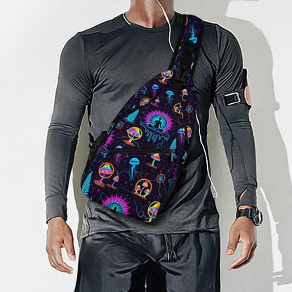 Men Women Sling Backpack Outdoor Sport Daypack Travel Bag, Multipurpose Anti-Theft Carry On Bag, Breathable Chest Sling Shoulder Backpacks Bags, Cute Sleep Sloth