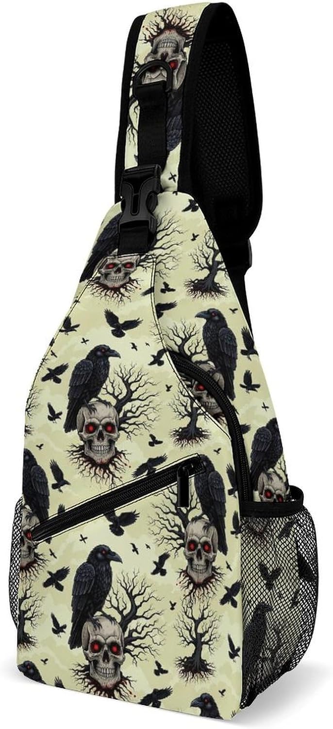 Men Women Sling Backpack Outdoor Sport Daypack Travel Bag, Multipurpose Anti-Theft Carry On Bag, Breathable Chest Sling Shoulder Backpacks Bags, Cute Sleep Sloth