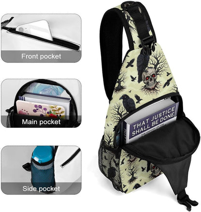 Men Women Sling Backpack Outdoor Sport Daypack Travel Bag, Multipurpose Anti-Theft Carry On Bag, Breathable Chest Sling Shoulder Backpacks Bags, Cute Sleep Sloth