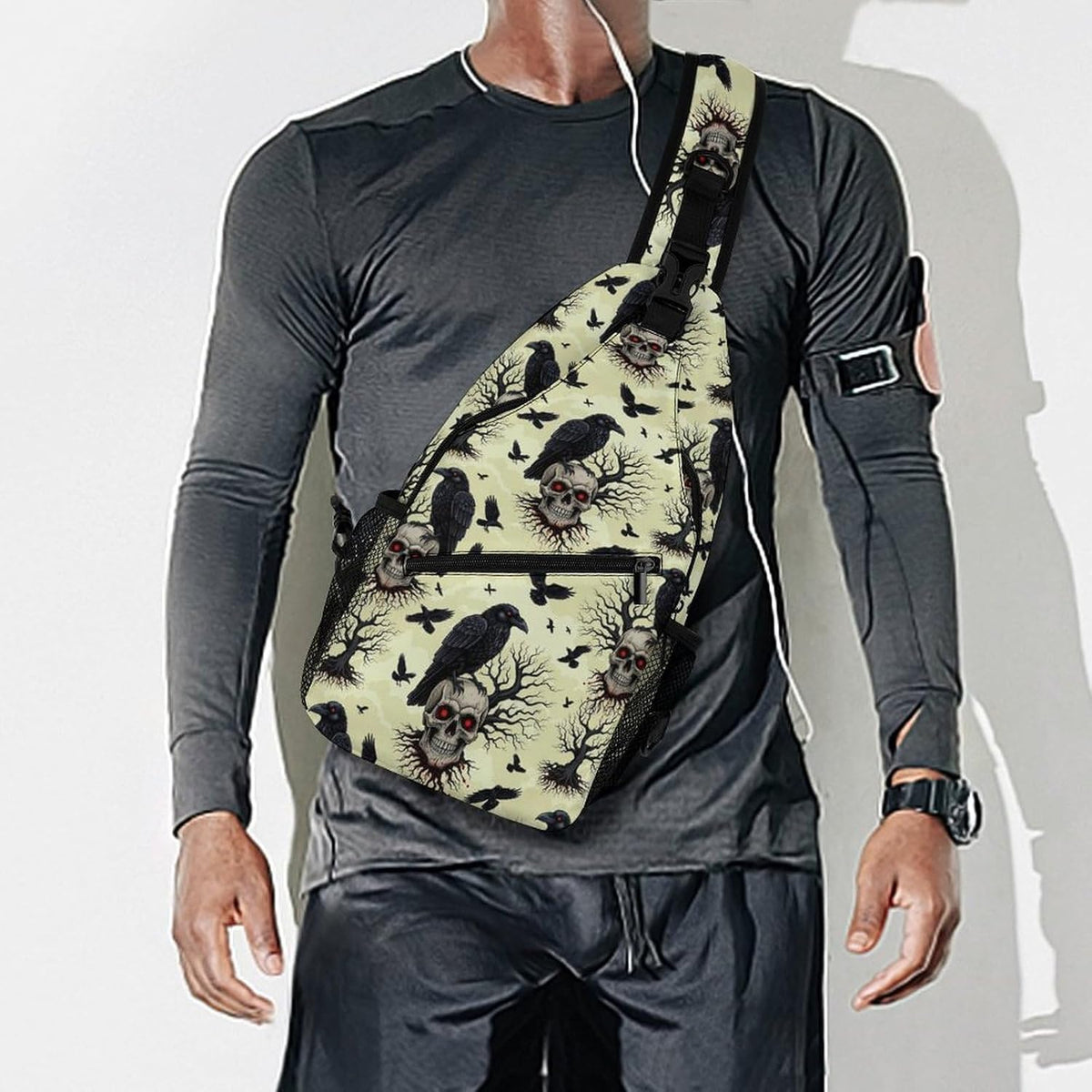 Men Women Sling Backpack Outdoor Sport Daypack Travel Bag, Multipurpose Anti-Theft Carry On Bag, Breathable Chest Sling Shoulder Backpacks Bags, Cute Sleep Sloth