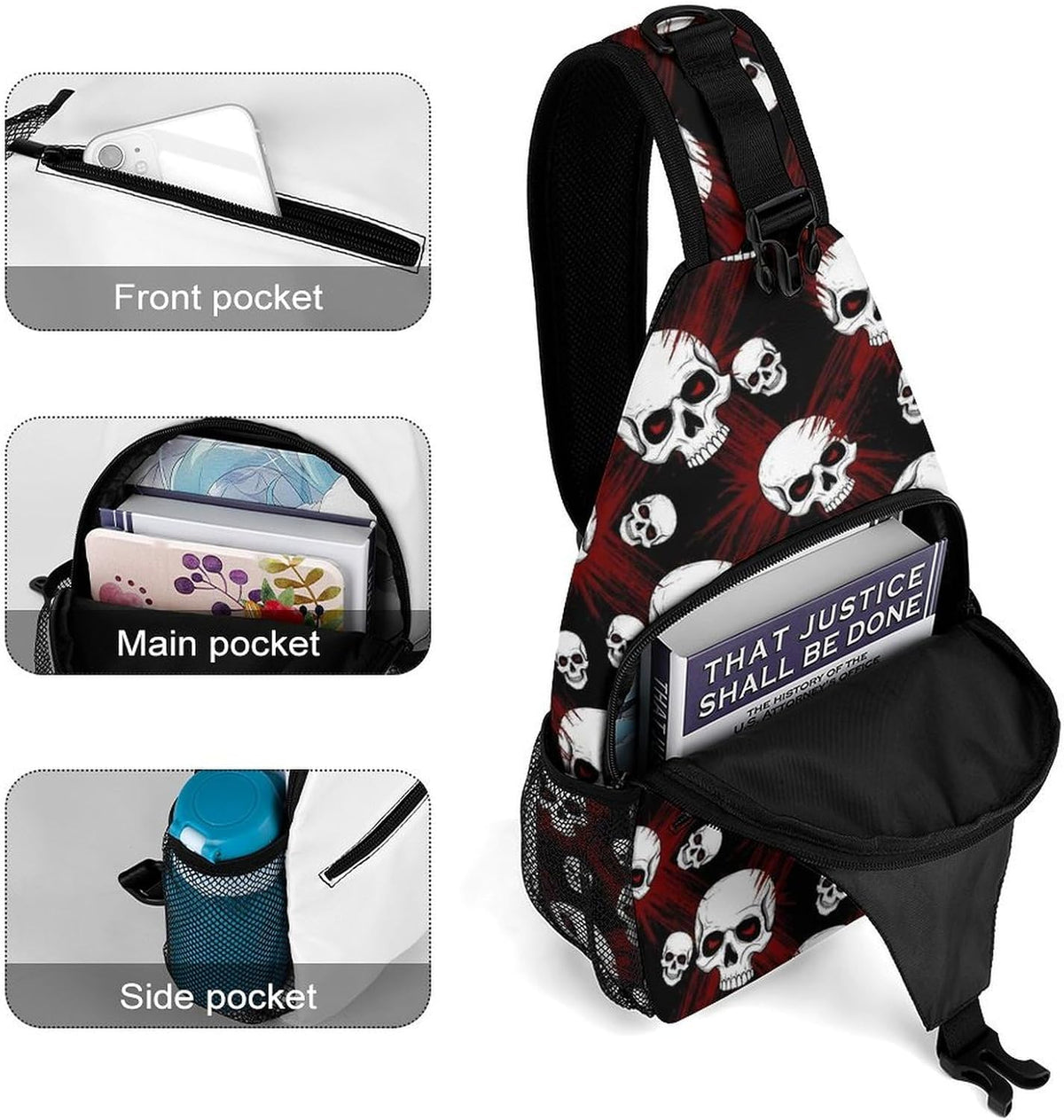 Men Women Sling Backpack Outdoor Sport Daypack Travel Bag, Multipurpose Anti-Theft Carry On Bag, Breathable Chest Sling Shoulder Backpacks Bags, Cute Sleep Sloth