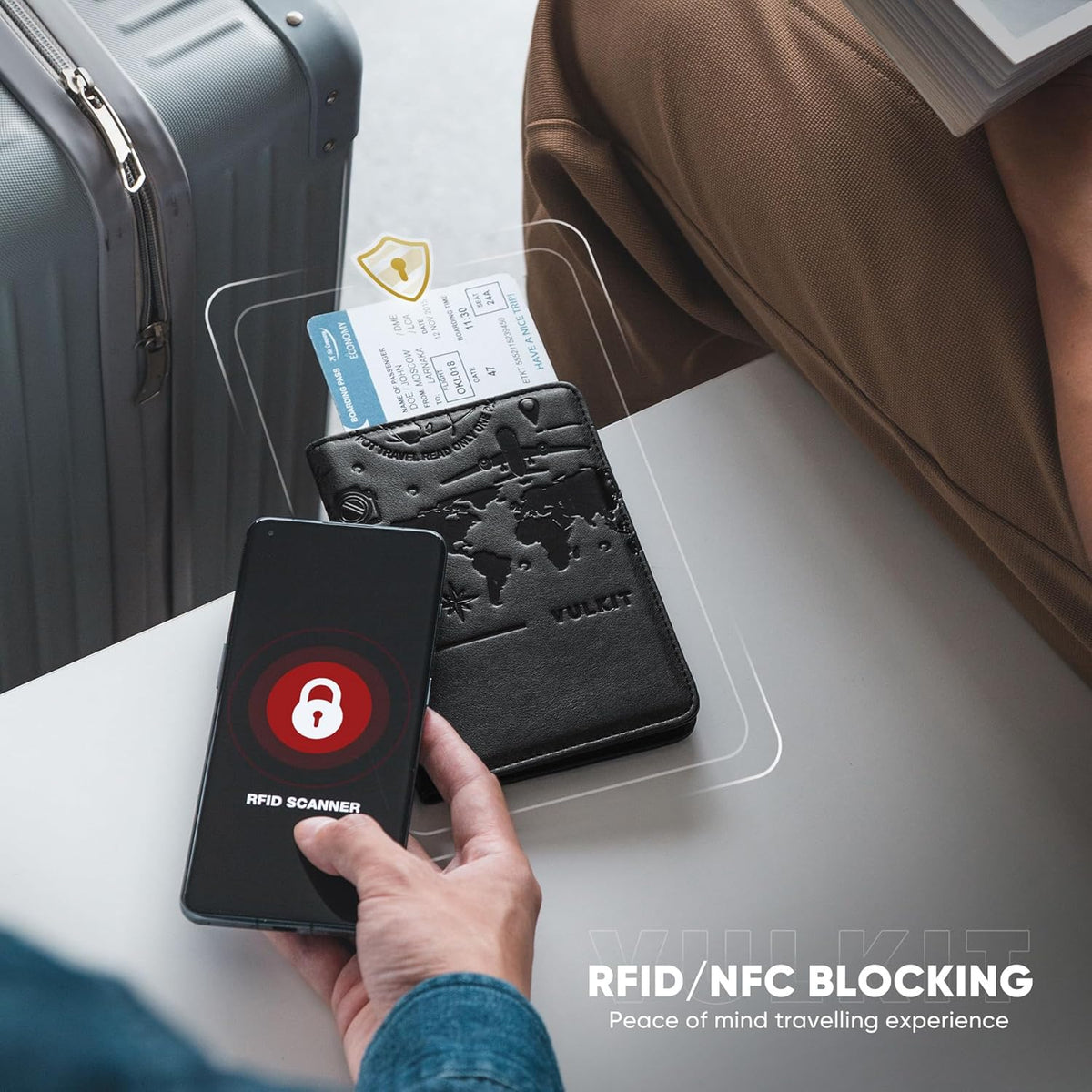Passport Holder Magnetic Closure RFID Blocking Travel Wallet Passport Book Cover Boarding Pass Holder Travel Essentials