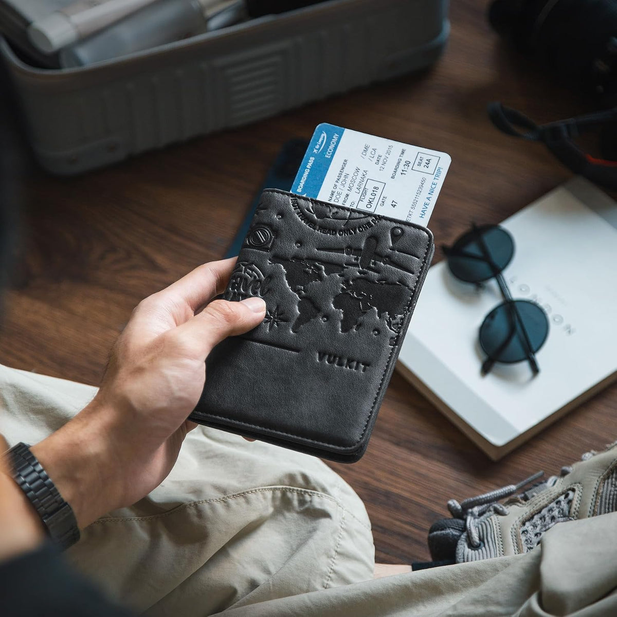 Passport Holder Magnetic Closure RFID Blocking Travel Wallet Passport Book Cover Boarding Pass Holder Travel Essentials