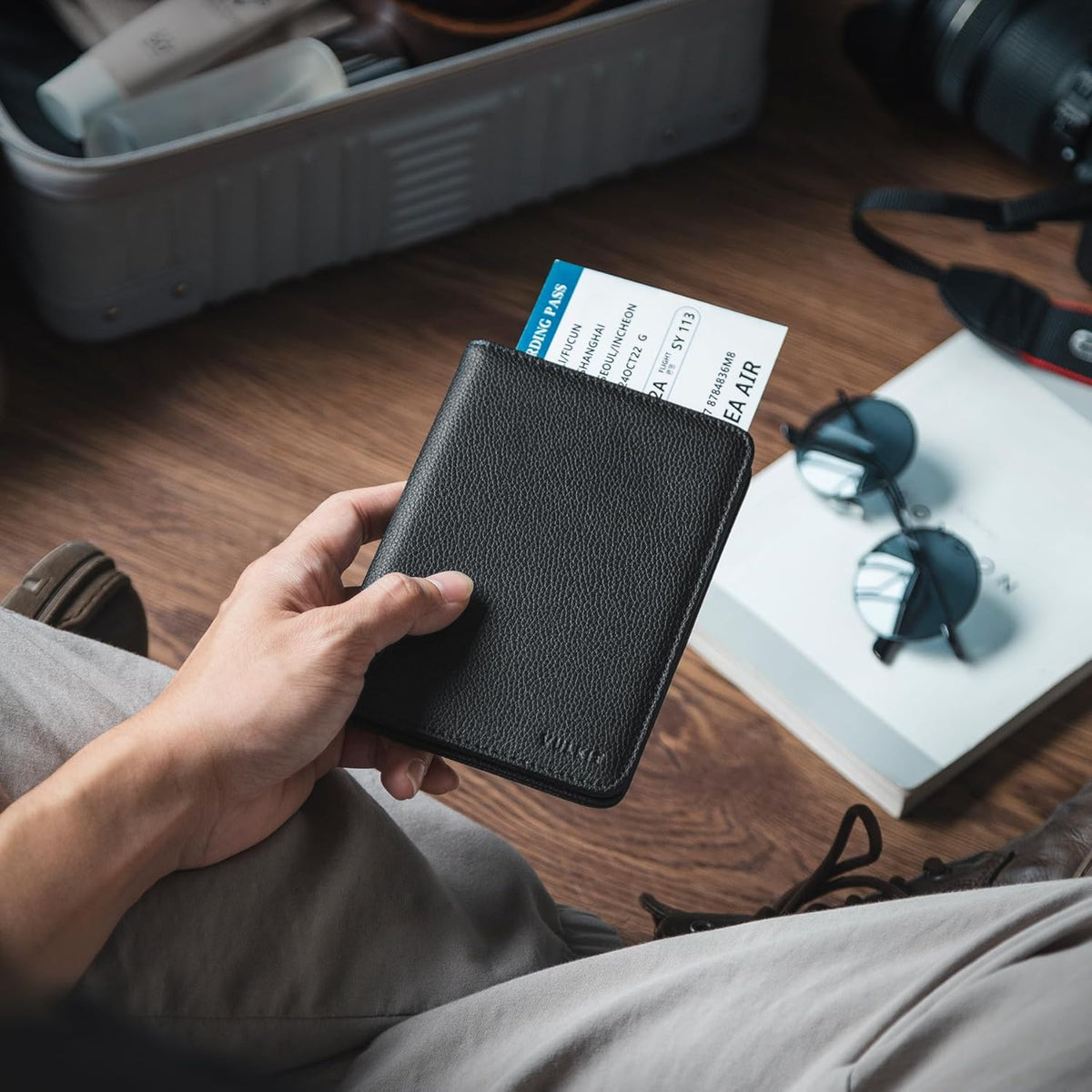 Passport Holder Magnetic Closure RFID Blocking Travel Wallet Passport Book Cover Boarding Pass Holder Travel Essentials