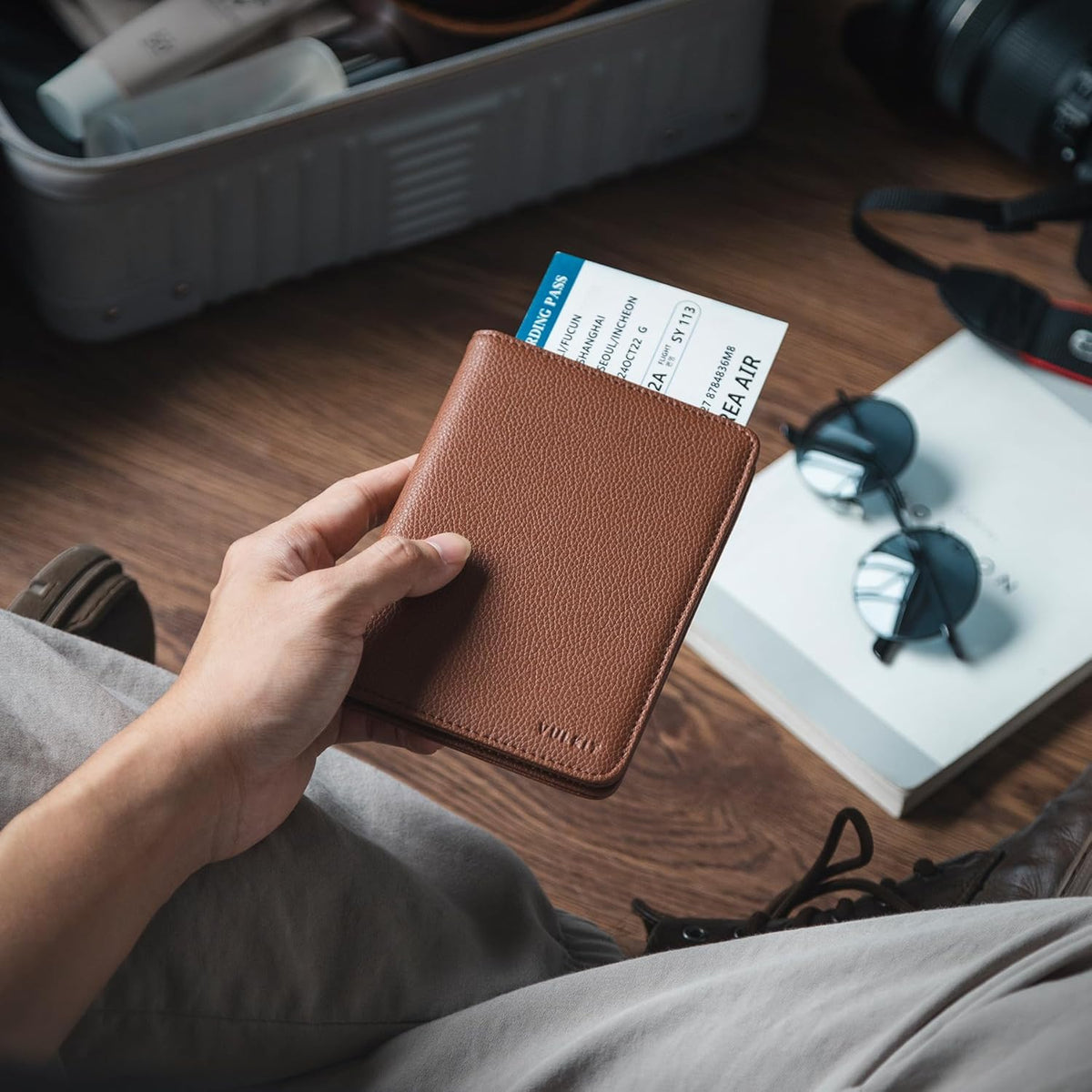 Passport Holder Magnetic Closure RFID Blocking Travel Wallet Passport Book Cover Boarding Pass Holder Travel Essentials