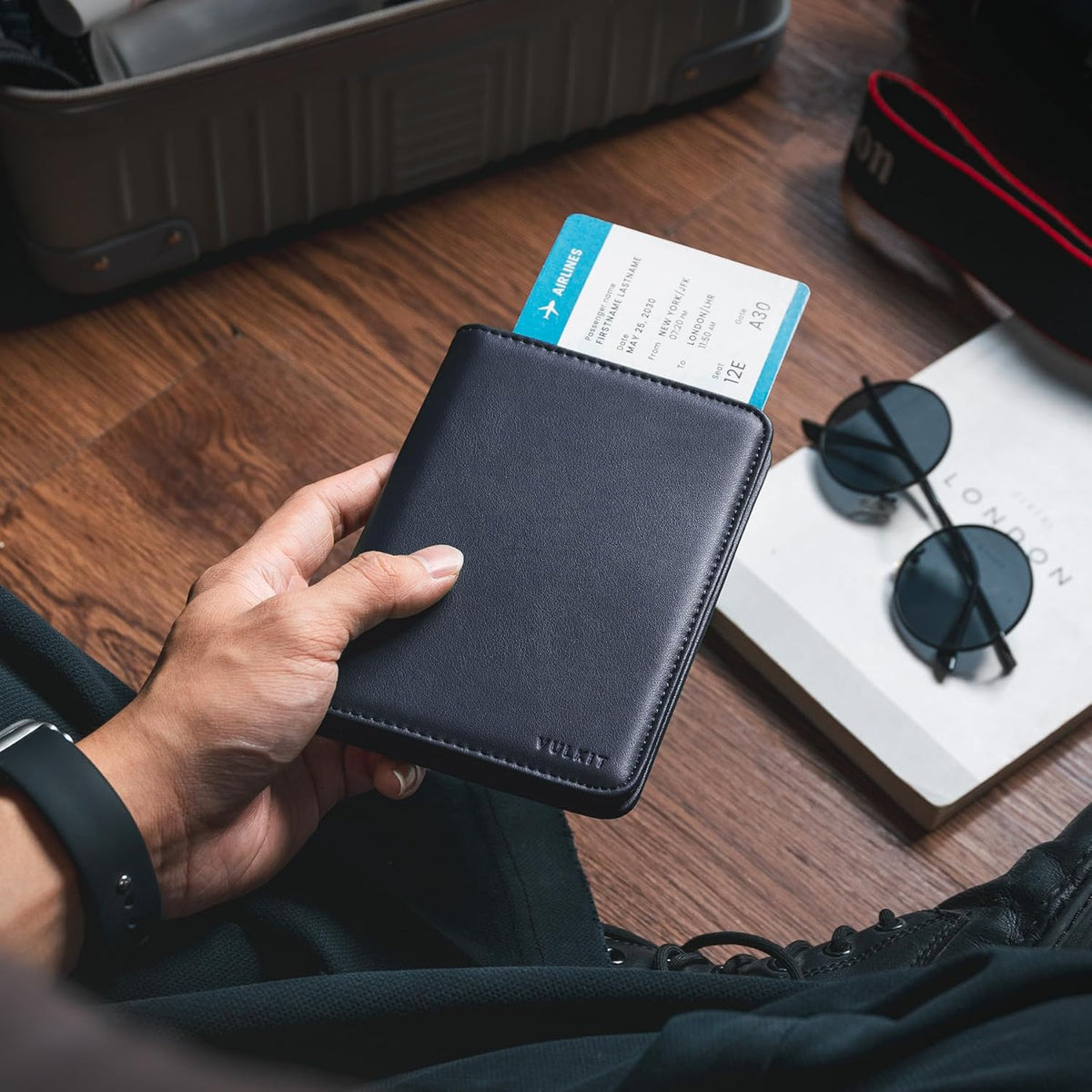 Passport Holder Magnetic Closure RFID Blocking Travel Wallet Passport Book Cover Boarding Pass Holder Travel Essentials