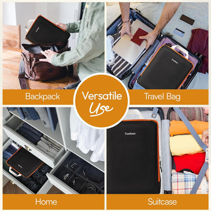 6 Set Large Compression Packing Cubes for travel. Durable, Expandable and Lightweight Packing Cubes for Travel Compression with Laundry bag, Black