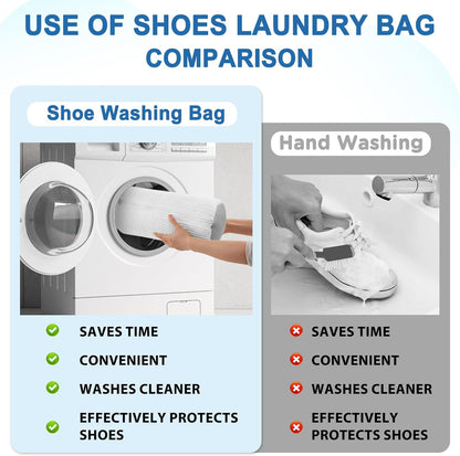 Shoe Washing Machine Bag, Laundry Shoes Bag for Washer & Dryer - 2PC Reusable Shoe Cleaning Bag for Sneakers,Tennis Shoes, 360° Deep Cleaning With Self-locking Zipper for All Shoes Sizes - White
