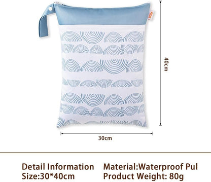 2pcs Wet Bags Waterproof Reusable Wet Dry Bag with Two Zippered Pockets Travel Beach Pool Daycare Yoga Gym Bag for Baby Cloth Diaper,Swimsuits,Wet Clothes (Cactus)
