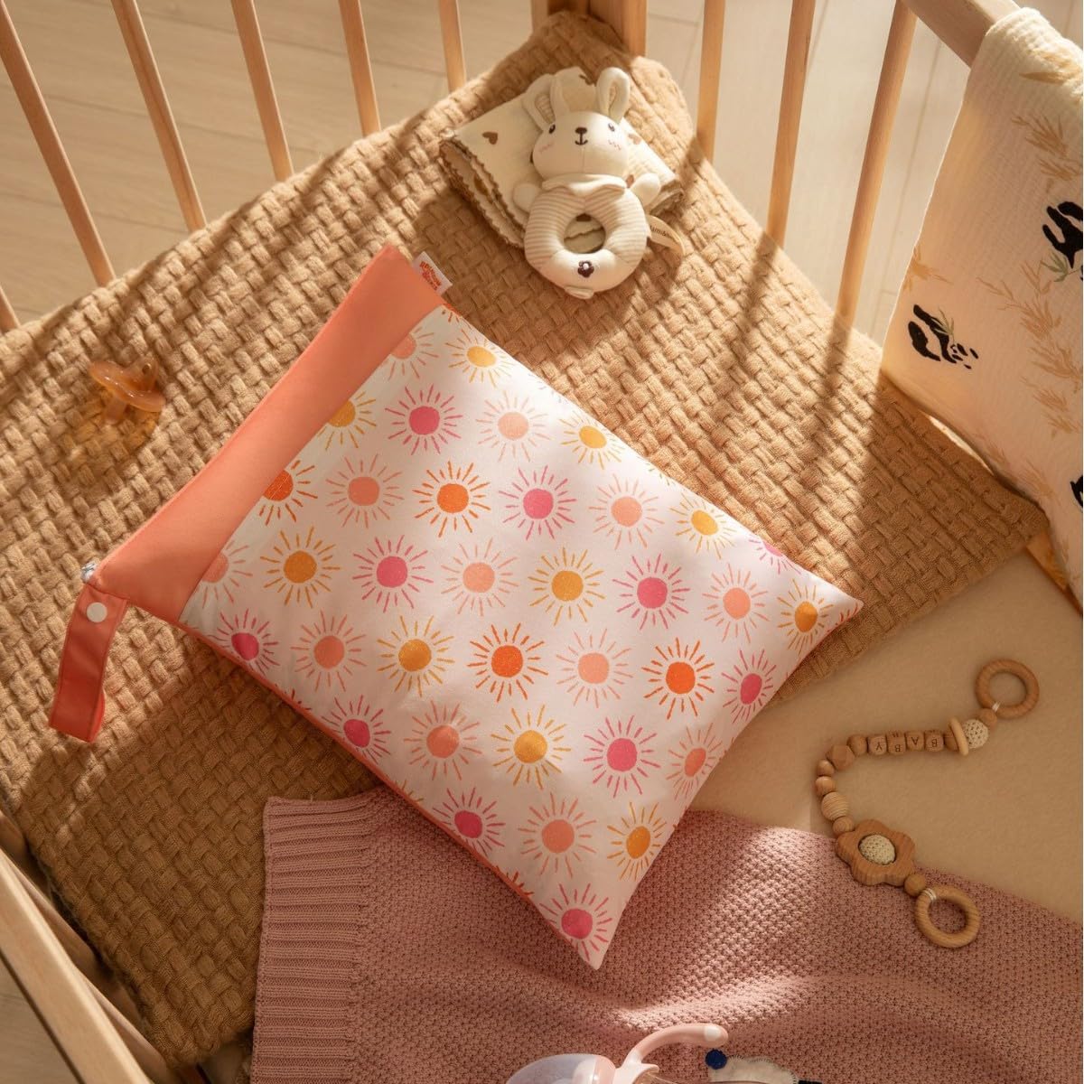 2pcs Wet Bags Waterproof Reusable Wet Dry Bag with Two Zippered Pockets Travel Beach Pool Daycare Yoga Gym Bag for Baby Cloth Diaper,Swimsuits,Wet Clothes (Cactus)