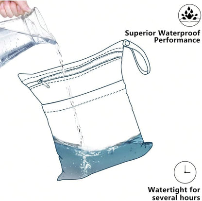 2pcs Wet Bags Waterproof Reusable Wet Dry Bag with Two Zippered Pockets Travel Beach Pool Daycare Yoga Gym Bag for Baby Cloth Diaper,Swimsuits,Wet Clothes (Cactus)