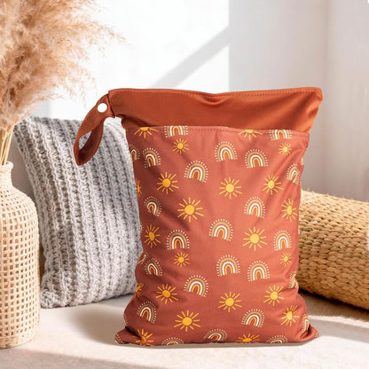 2pcs Wet Bags Waterproof Reusable Wet Dry Bag with Two Zippered Pockets Travel Beach Pool Daycare Yoga Gym Bag for Baby Cloth Diaper,Swimsuits,Wet Clothes (Cactus)