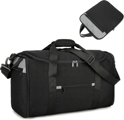 Uarition 18 inch Small Gym Bag for Men - Foldable Bags for Airplanes Carry On Duffle Bag for Travel, Black