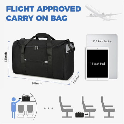 Uarition 18 inch Small Gym Bag for Men - Foldable Bags for Airplanes Carry On Duffle Bag for Travel, Black