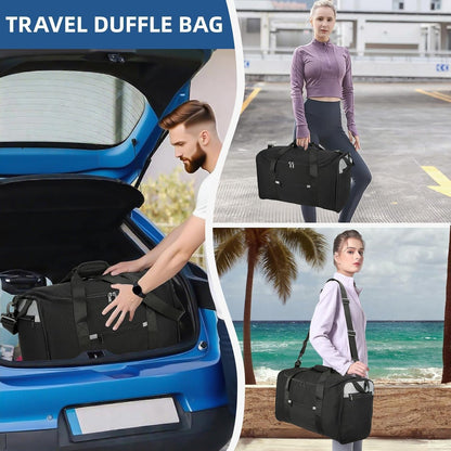 Uarition 18 inch Small Gym Bag for Men - Foldable Bags for Airplanes Carry On Duffle Bag for Travel, Black