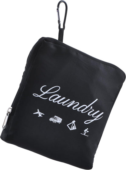 Travel Laundry Bags, Dirty Clothes Organizer【Upgraded】with Handles and Aluminum Carabiner for Travel, Camp, Fitness, and Students (Black&Grey) 24"L x 21"W