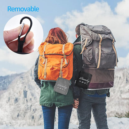 Travel Laundry Bags, Dirty Clothes Organizer【Upgraded】with Handles and Aluminum Carabiner for Travel, Camp, Fitness, and Students (Black&Grey) 24"L x 21"W