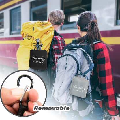 Travel Laundry Bags, Dirty Clothes Organizer【Upgraded】with Handles and Aluminum Carabiner for Travel, Camp, Fitness, and Students (Black&Grey) 24"L x 21"W