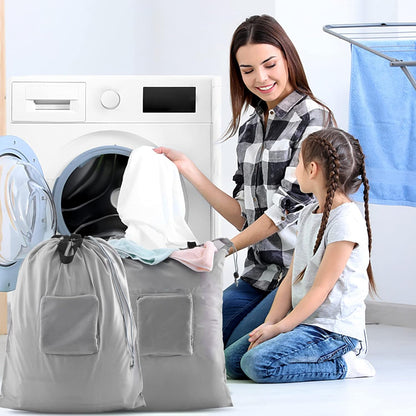 Travel Laundry Bags, Dirty Clothes Organizer【Upgraded】with Handles and Aluminum Carabiner for Travel, Camp, Fitness, and Students (Black&Grey) 24"L x 21"W