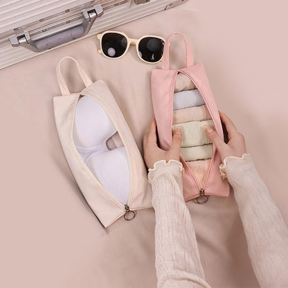 Travel Underwear Organize Storage Bag, Multi-function Cosmetic Bag, Portable Zipper Toiletry Bag, Cube Socks Packing Bags for Man and Women, Pink+Apricot
