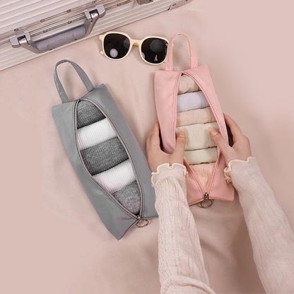 Travel Underwear Organize Storage Bag, Multi-function Cosmetic Bag, Portable Zipper Toiletry Bag, Cube Socks Packing Bags for Man and Women, Pink+Apricot
