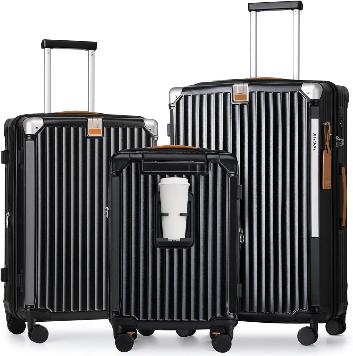 Carry On Luggage, Expandable Suitcase with Smart Cup Holder and USB Port, 20 IN Hardside Checked with TSA Lock Spinner Double Wheels, White