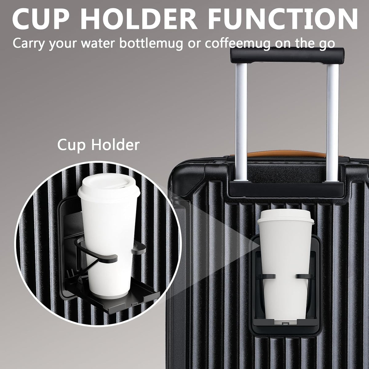 Carry On Luggage, Expandable Suitcase with Smart Cup Holder and USB Port, 20 IN Hardside Checked with TSA Lock Spinner Double Wheels, White