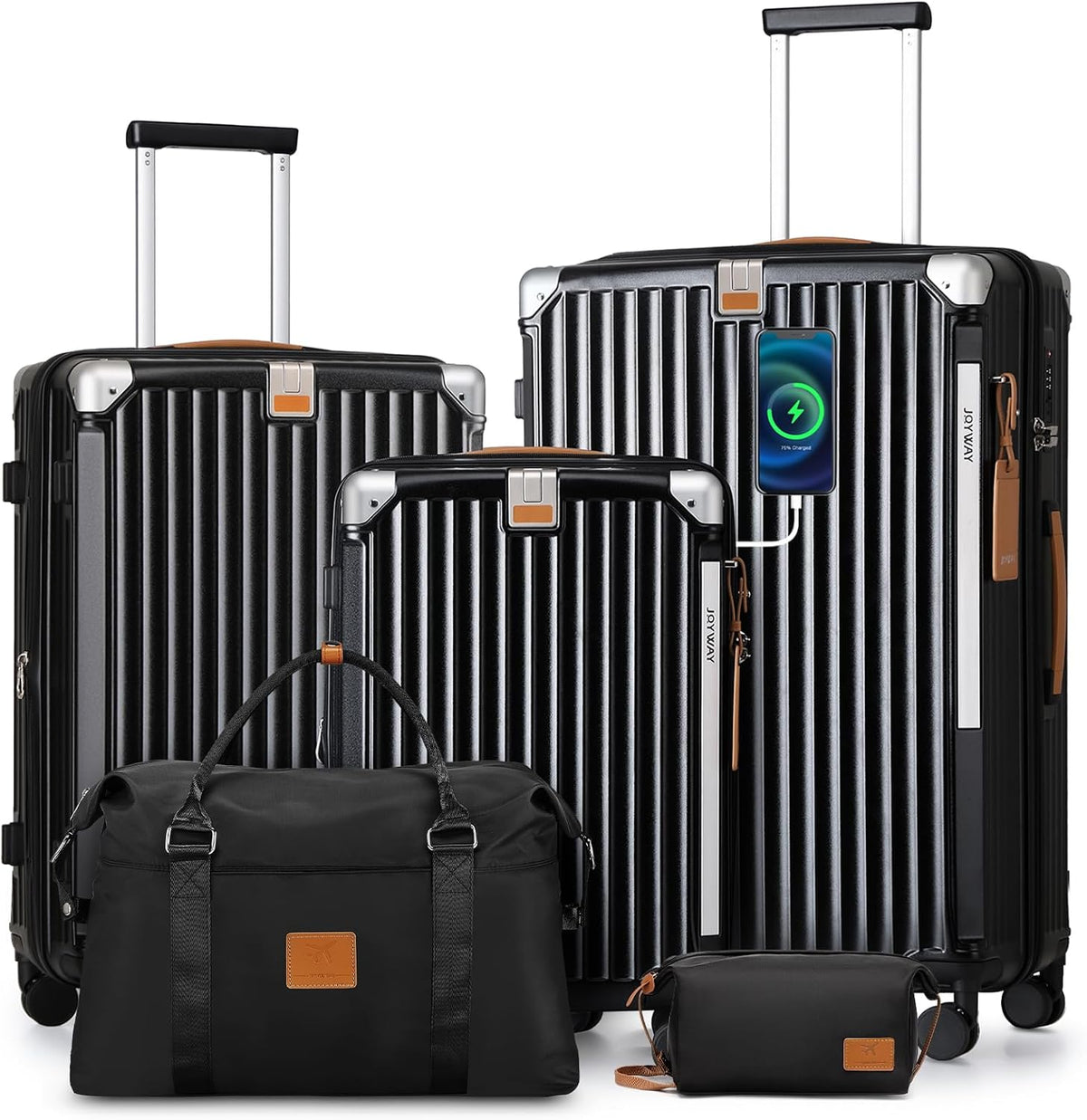 Carry On Luggage, Expandable Suitcase with Smart Cup Holder and USB Port, 20 IN Hardside Checked with TSA Lock Spinner Double Wheels, White