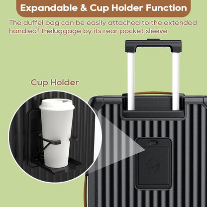 Carry On Luggage, Expandable Suitcase with Smart Cup Holder and USB Port, 20 IN Hardside Checked with TSA Lock Spinner Double Wheels, White