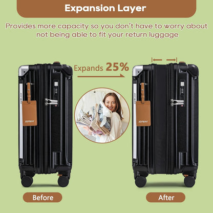 Carry On Luggage, Expandable Suitcase with Smart Cup Holder and USB Port, 20 IN Hardside Checked with TSA Lock Spinner Double Wheels, White