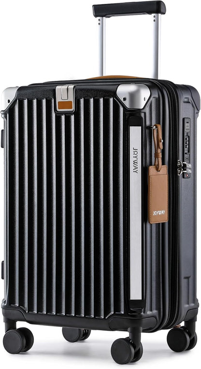 Carry On Luggage, Expandable Suitcase with Smart Cup Holder and USB Port, 20 IN Hardside Checked with TSA Lock Spinner Double Wheels, White