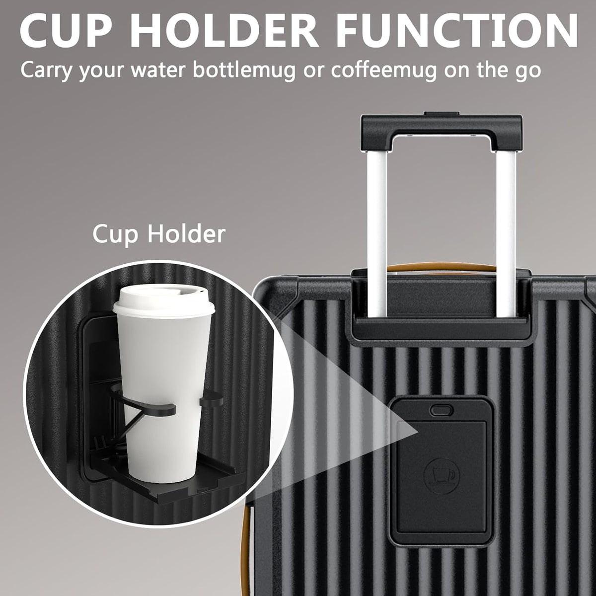 Carry On Luggage, Expandable Suitcase with Smart Cup Holder and USB Port, 20 IN Hardside Checked with TSA Lock Spinner Double Wheels, White