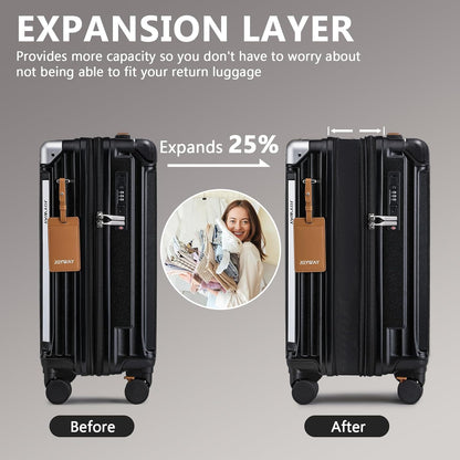 Carry On Luggage, Expandable Suitcase with Smart Cup Holder and USB Port, 20 IN Hardside Checked with TSA Lock Spinner Double Wheels, White