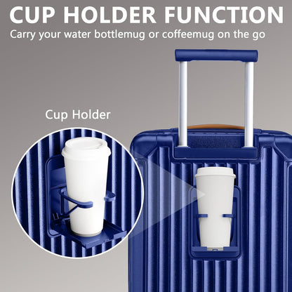 Carry On Luggage, Expandable Suitcase with Smart Cup Holder and USB Port, 20 IN Hardside Checked with TSA Lock Spinner Double Wheels, White