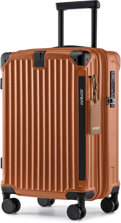Carry On Luggage, Expandable Suitcase with Smart Cup Holder and USB Port, 20 IN Hardside Checked with TSA Lock Spinner Double Wheels, White