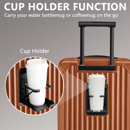 Carry On Luggage, Expandable Suitcase with Smart Cup Holder and USB Port, 20 IN Hardside Checked with TSA Lock Spinner Double Wheels, White
