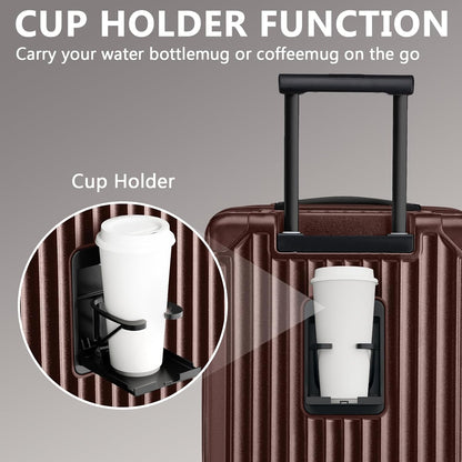 Carry On Luggage, Expandable Suitcase with Smart Cup Holder and USB Port, 20 IN Hardside Checked with TSA Lock Spinner Double Wheels, White