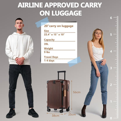 Carry On Luggage, Expandable Suitcase with Smart Cup Holder and USB Port, 20 IN Hardside Checked with TSA Lock Spinner Double Wheels, White