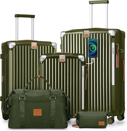 Carry On Luggage, Expandable Suitcase with Smart Cup Holder and USB Port, 20 IN Hardside Checked with TSA Lock Spinner Double Wheels, White