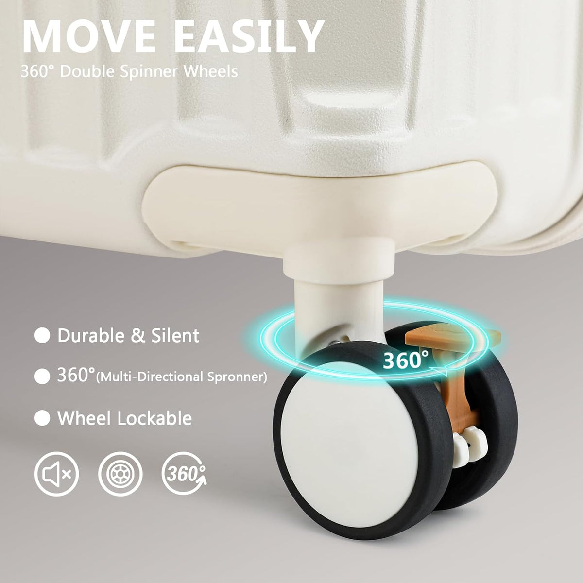 Carry On Luggage, Expandable Suitcase with Smart Cup Holder and USB Port, 20 IN Hardside Checked with TSA Lock Spinner Double Wheels, White