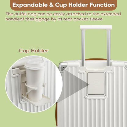 Carry On Luggage, Expandable Suitcase with Smart Cup Holder and USB Port, 20 IN Hardside Checked with TSA Lock Spinner Double Wheels, White