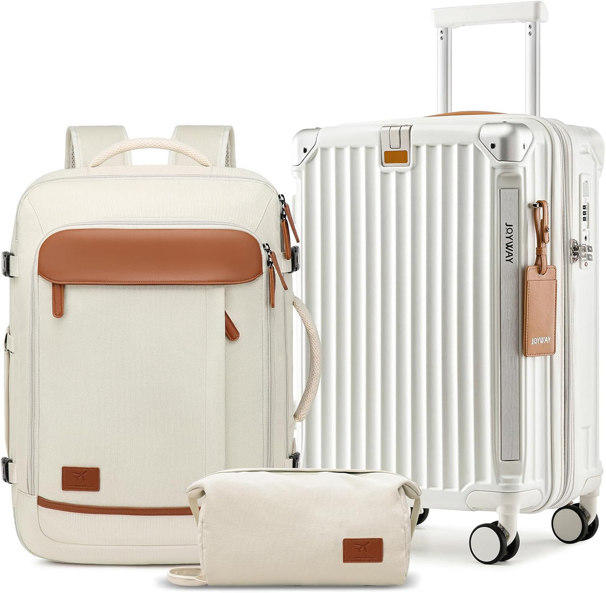Carry On Luggage, Expandable Suitcase with Smart Cup Holder and USB Port, 20 IN Hardside Checked with TSA Lock Spinner Double Wheels, White